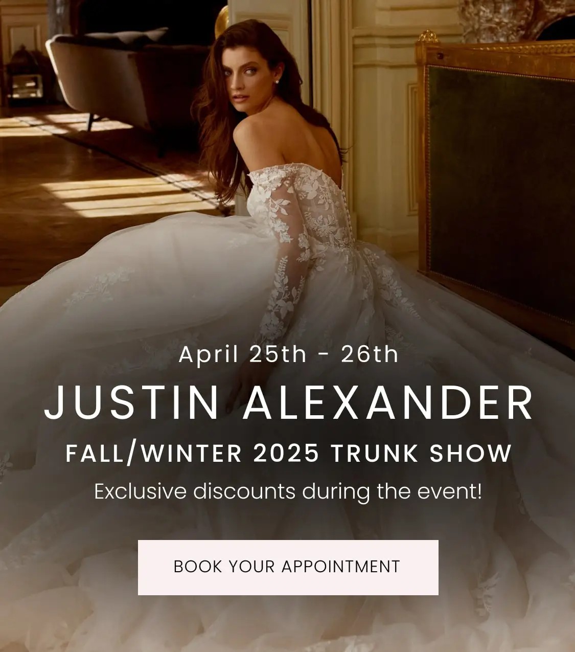 Justin Alexander Trunk Show Mobile Banner